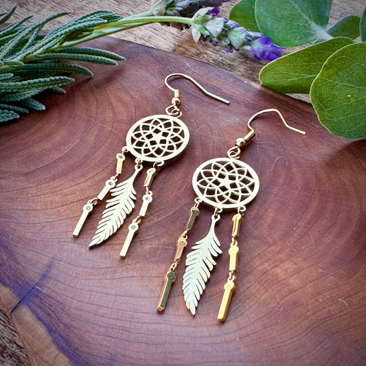 Aretes Atrapasueños Dorado